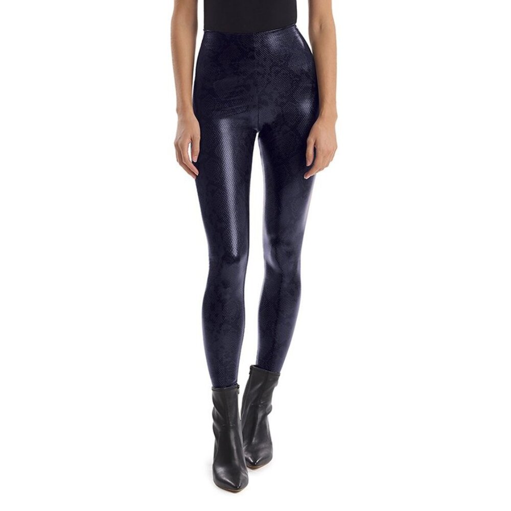 Commando Faux Leather Animal Legging in Navy Snake M